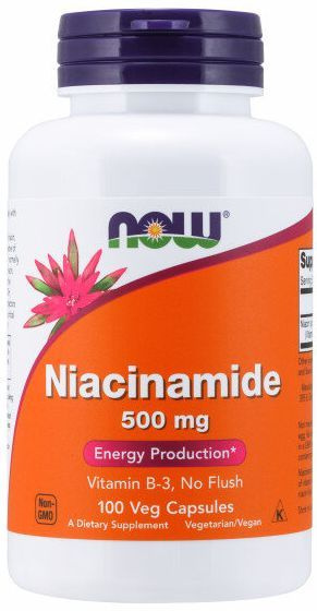 Витамин B3 (Ниацин) NOW Niacinamide 500 mg 100 caps Нау Ниацинамид 500 ...