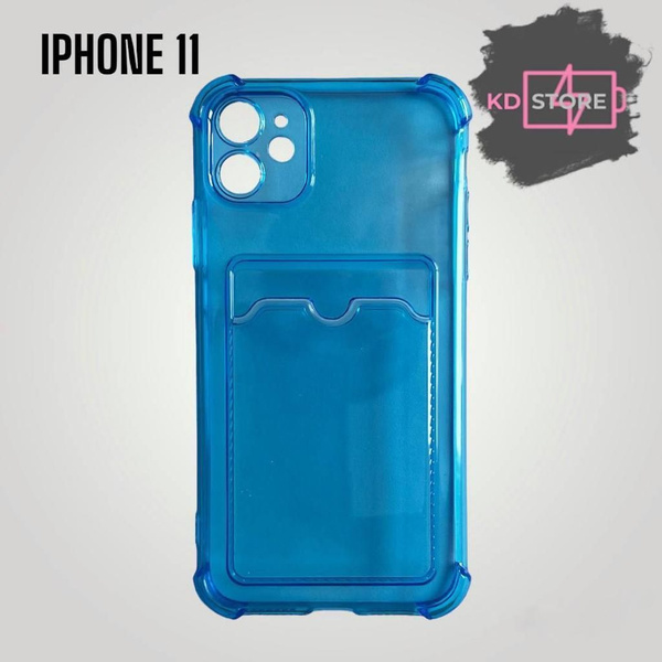Прозрачный противоударный чехол для iPhone 11 (Айфон 11) с карманом для ...