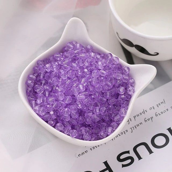 Бусины граненые прозрачные круглые 8 мм, цвет сиреневый, для творчества ...