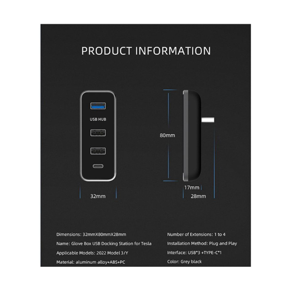 USB-концентратор 4 в 1, док-станция, перчаточный ящик, разветвитель .
