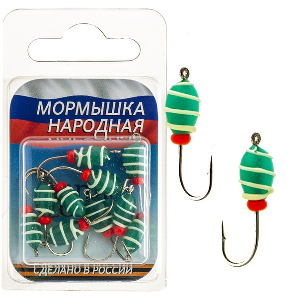 Мормышка фосфорная LumiCom № 84 (набор) крючок№6 Turquoise (10шт в ...