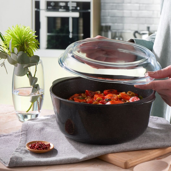 Жаропрочная круглая форма для запекания с крышкой Borcam NON STICK 2100 ...