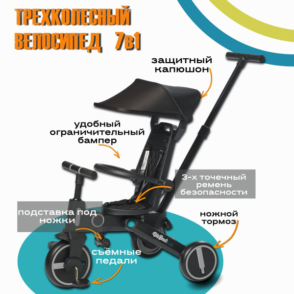 Велосипед трехколесный детский Mr Sandman, складной с родительской ...