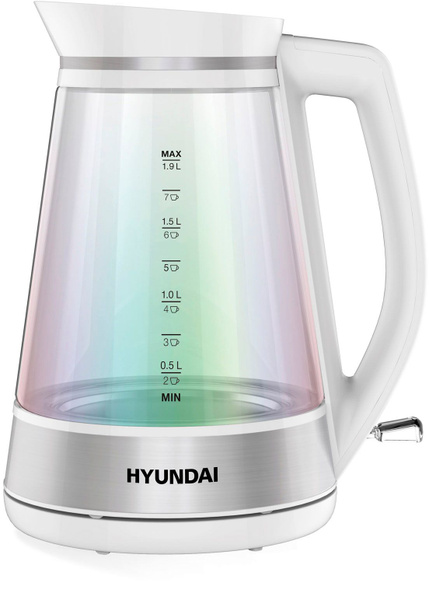 Чайник электрический Hyundai HYK-G3037 1.9л. 3000Вт белый/прозрачный ...