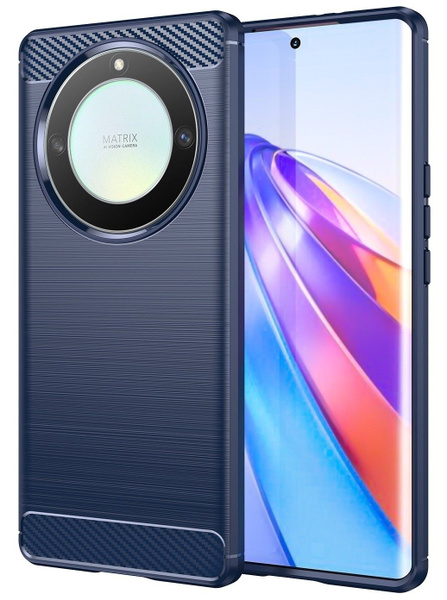 Чехол для Honor X9a силиконовый карбон сталь синий - купить с доставкой ...