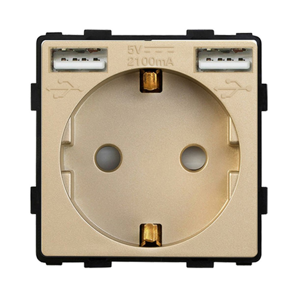 Механизм розетки (без рамки) с Usb АА, цвет золотой - купить с ...