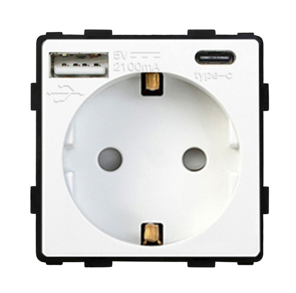 Механизм розетки (без рамки) с Usb/Type-C АC, цвет белый - купить по ...