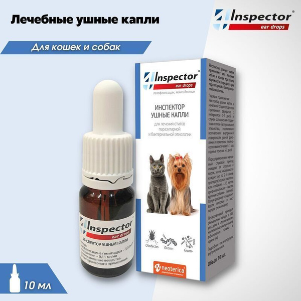 INSPECTOR капли ушные для собак и кошек,10 мл. - купить с доставкой по ...