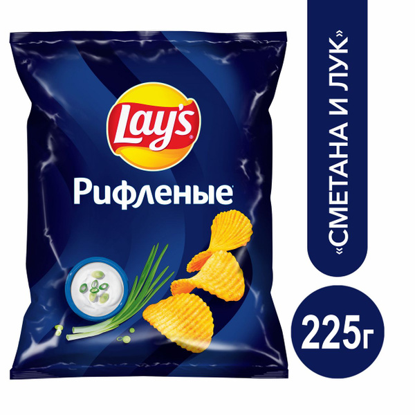 Вопросы и ответы о Чипсы Lay's рифленые Сметана и лук, 225 г – OZON ...
