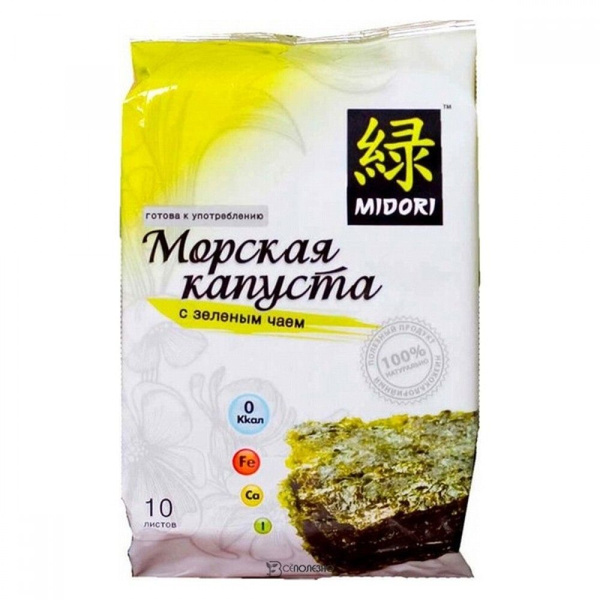 Капуста жареная (нори, морские водоросли сушеные) с зеленым чаем Midori ...