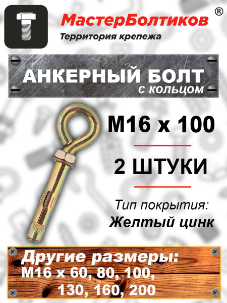 Анкерный болт 16х100/110/115 с кольцом (2 штуки) - купить по выгодной ...
