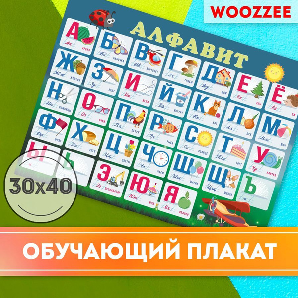 Плакаты для детей обучающие Woozzee Алфавит для малышей, для оформления ...
