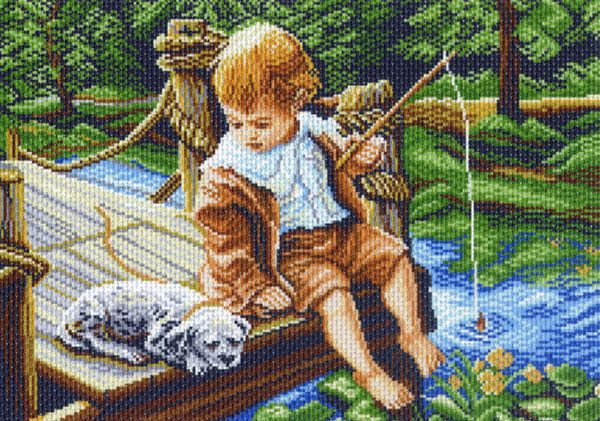 Канва с нанесенным рисунком Матренин Посад "С другом на рыбалке", для ...
