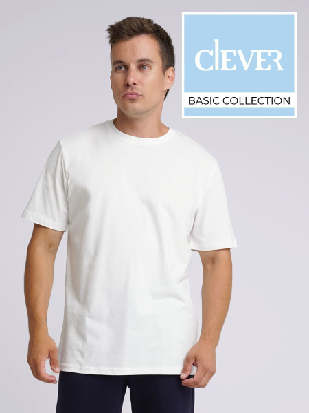 Футболка CLEVER WEAR, размер 52, цвет белый, серебристый, 100% хлопок ...