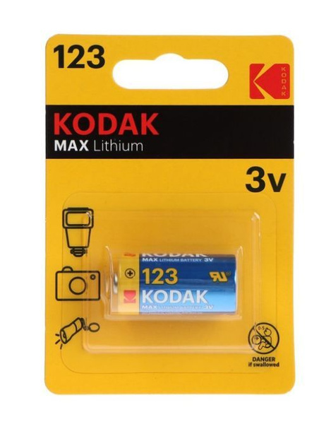 Kodak Батарейка 16340 (Tenergy 30200, R123, CR123), Литиевый тип, 1 шт ...