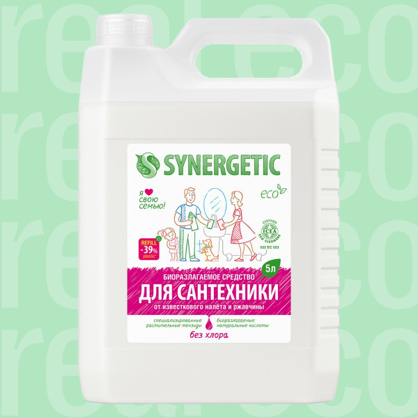 Чистящее средство для ванной, сантехники, унитаза, туалета SYNERGETIC ...