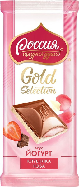 Шоколад Россия - щедрая душа Gold selection молочный и белый клубника ...