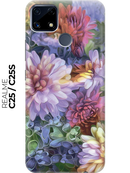 Силиконовый чехол Цветные хризантемы на Realme C25 / C25S / Рилми С25 ...
