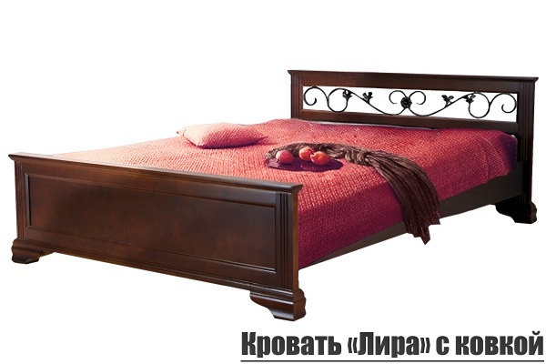 Двуспальная кровать Кровать "Лира с ковкой" Из Массива Сосны - купить ...