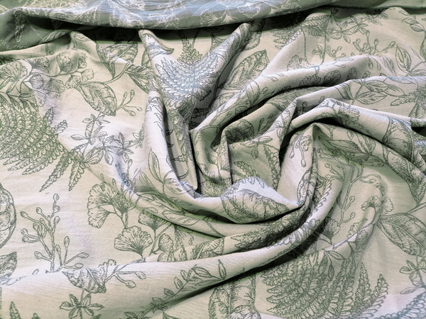 Варёный хлопок жаккард двухсторонний "Папоротник", отрез 100х250 см ...