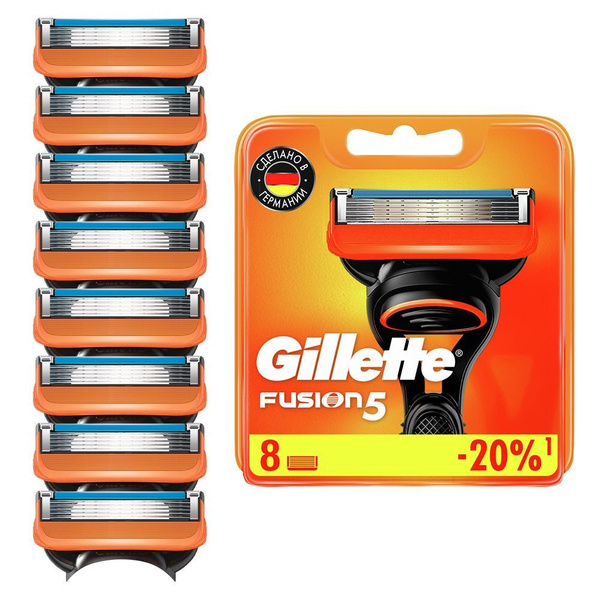 Gillette Fusion5 8 шт, кассеты для бритв Fusion, c 5 лезвиями и точным ...