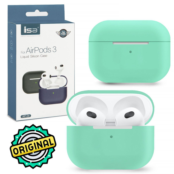 Силиконовый чехол для наушников AirPods 3 мятный / чехол на аирподс 3 ...
