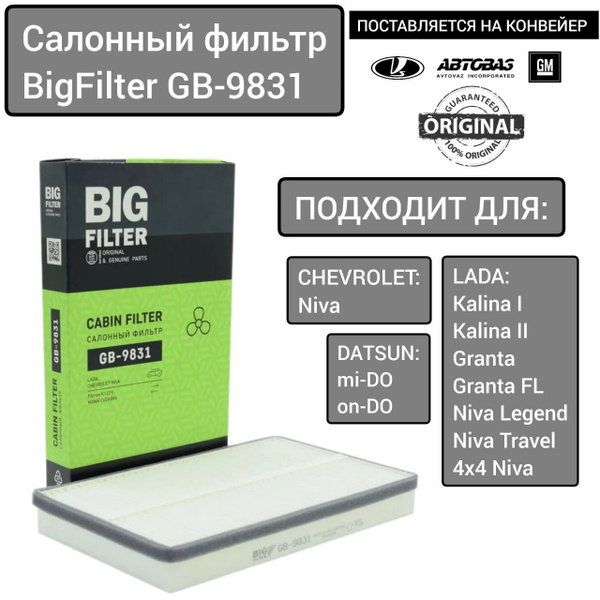 Фильтр салонный BIG FILTER GB-9831 - купить по выгодным ценам в ...