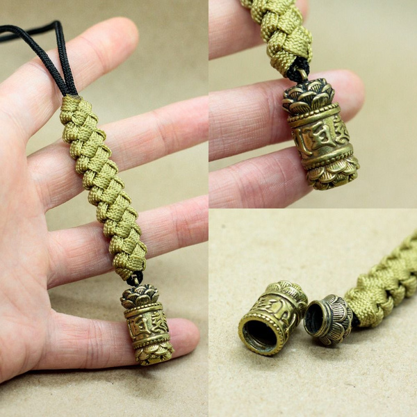 Темляк для ножа из паракорда 2мм с подвеской-контейнером "Лотос с ...