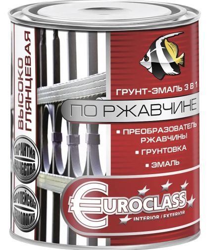 Эмаль Euroclass Грунт-эмаль по ржавчине 3в1 EUROCLASS Зеленый 0,9кг_1 ...