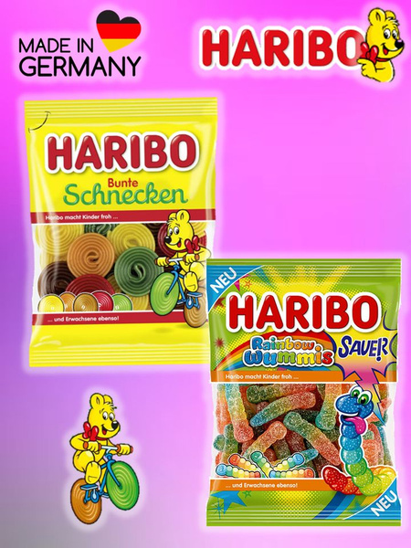 Жевательный мармелад Haribo Rainbow Wummis Sauer & Bunte Schnecken ...