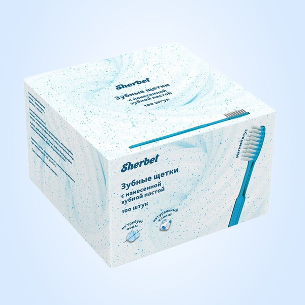 Зубная щетка Sherbet с нанесенной зубной пастой, 100 шт - купить с ...