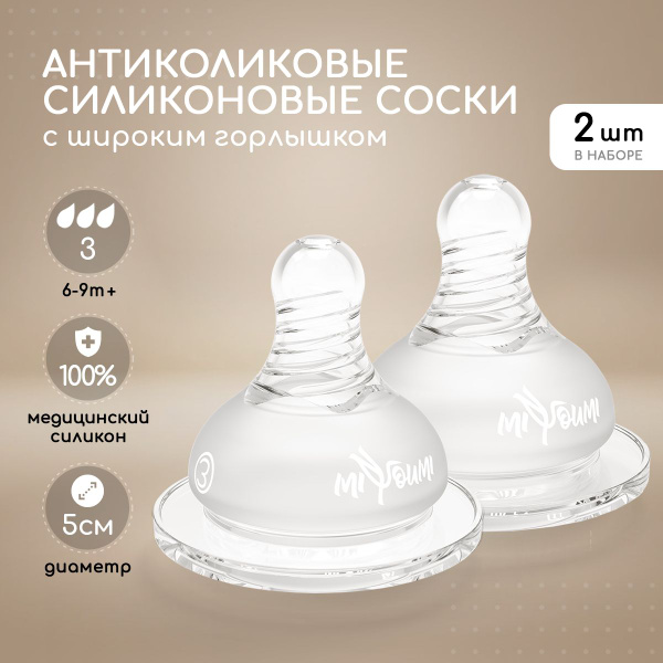 Соска для бутылочки с широким горлом 2 шт 6-9 мес+ - купить с доставкой ...