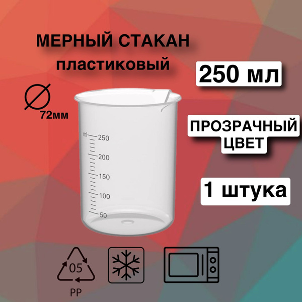 Емкость мерная Перинт, 250 мл, Полипропилен, прозрачный купить по ...