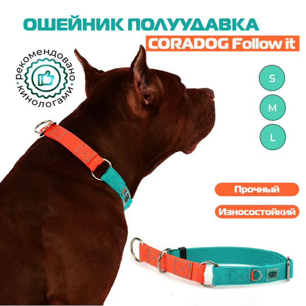 Ошейник-полуудавка, мартингейл, CORADOG Follow it, для средних и ...