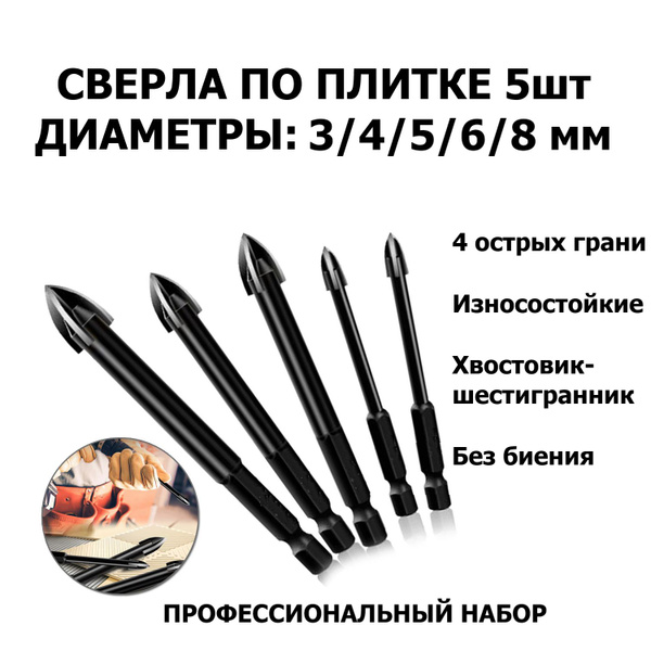 Набор сверл по плитке и керамограниту - купить по выгодной цене в ...