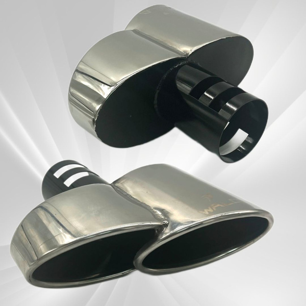 Насадки глушителя сдвоенные WALD 52-76 полированная нержавеющая сталь ...