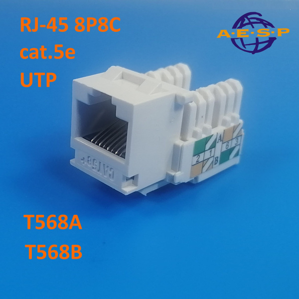 Модуль Keystone Cat.5е, RJ-45/110, T568A/B UTP KJ458-C5E-WH AESP ...