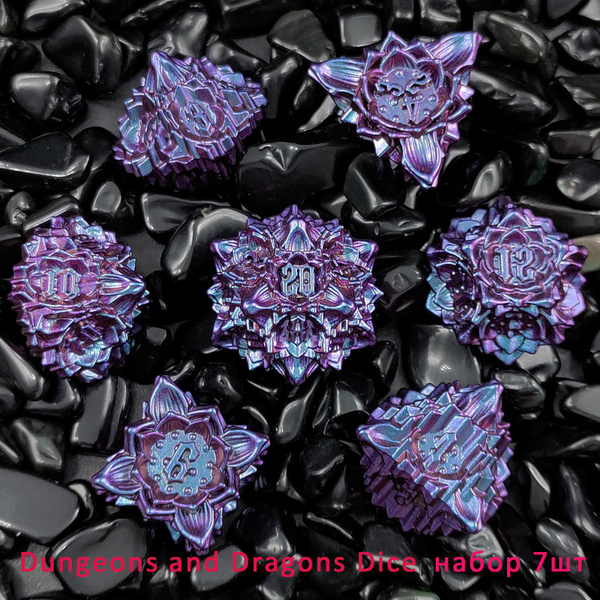 HNCCESG Hollow Angel Metal DND Dice Set - Polyhedral Dice For Dungeons & Dragons, Pathfinder, RPG (Angel Squirted Blood)