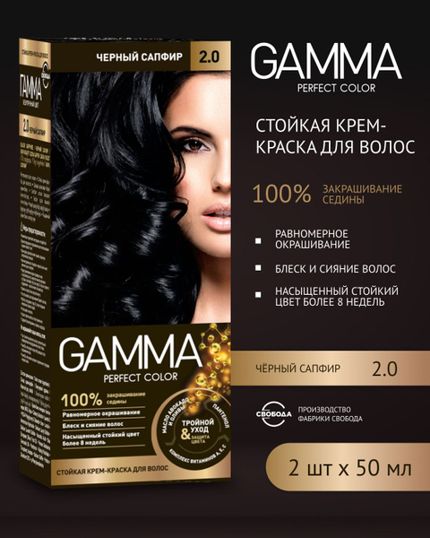 СВОБОДА Набор Краска для волос GAMMA Perfect Color Черный Сапфир 2.0 ...