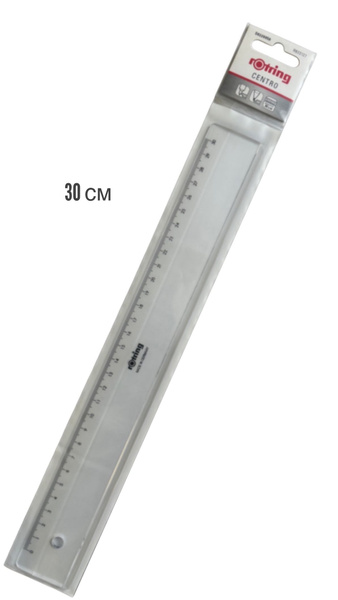 Линейка пластиковая прозрачная 30 см ROTRING Centro скошенный край ...