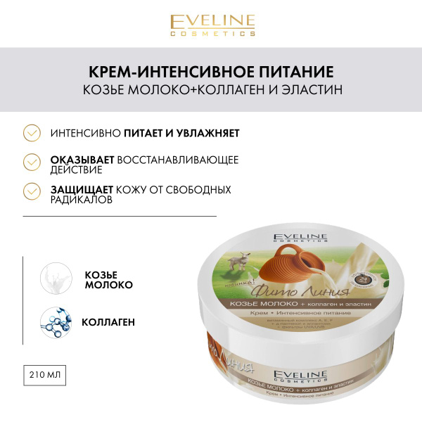 EVELINE Крем для тела ФИТО ЛИНИЯ интенсивное питание, козье молоко ...