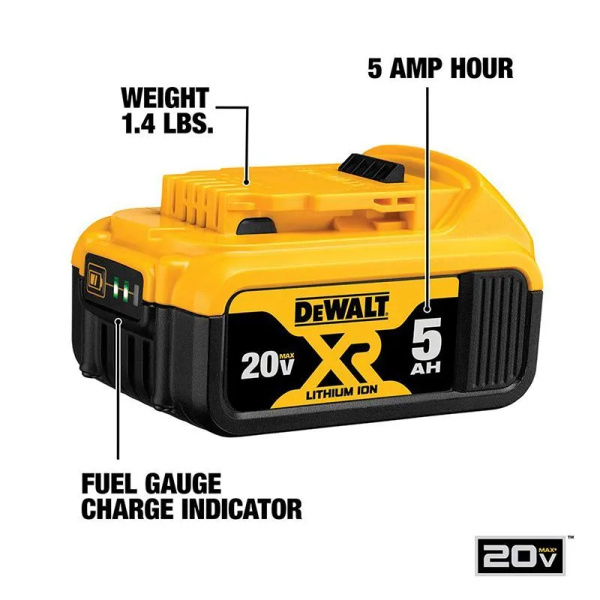 Аккумулятор DEWALT Max XR 20V 5AH DCB184 DCB205 Светодиодная ...