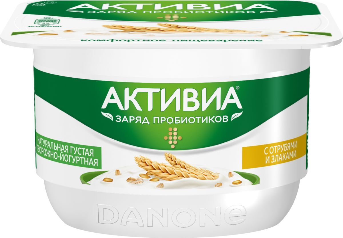Биопродукт творожно-йогуртный Danone activia отруби/злаки 4.3% 130г (4600605014783)