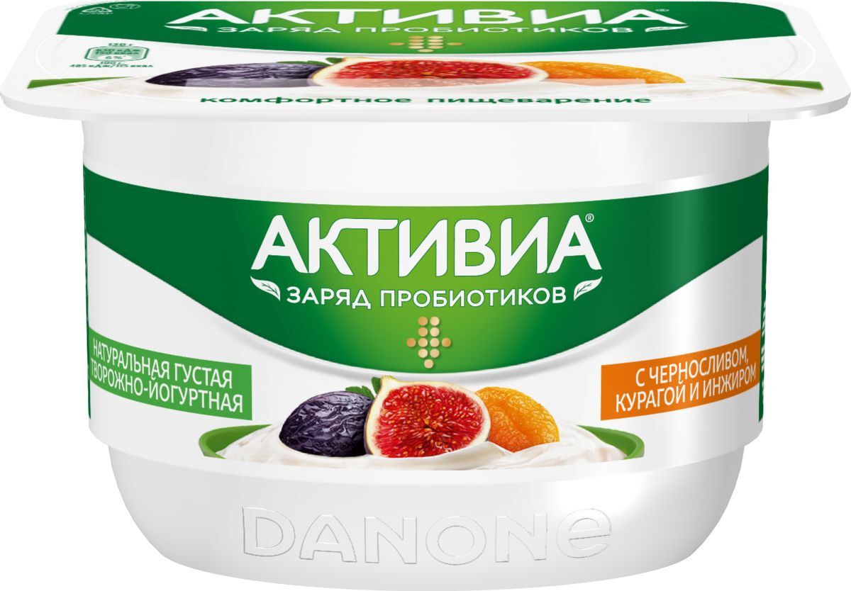 Активиа Биопродукт творожно-йогуртный Инжир курага чернослив 4,2%, 130 ...