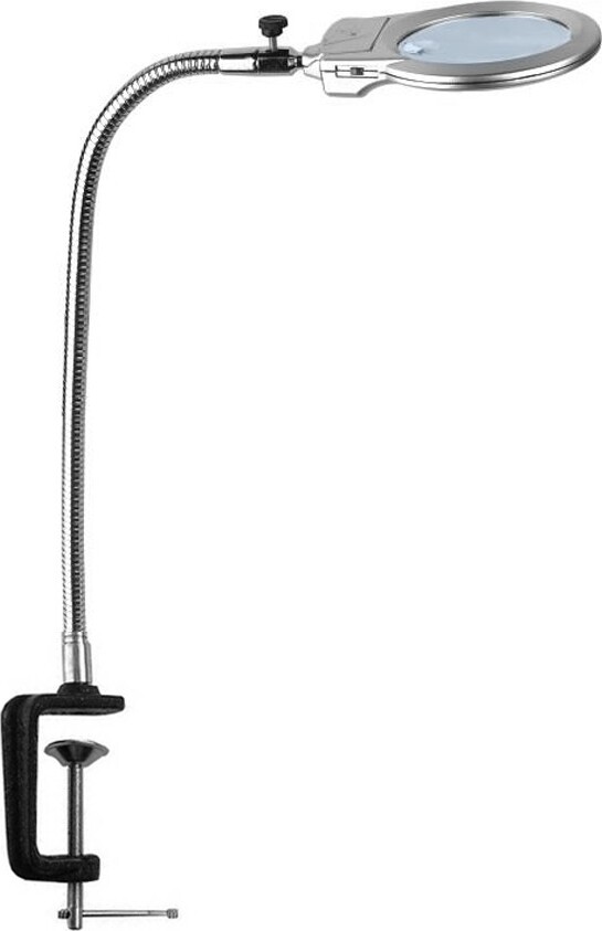Лупа настольная 2x/5x-130мм на струбцине с подсветкой (2 LED) MG15124-C ...