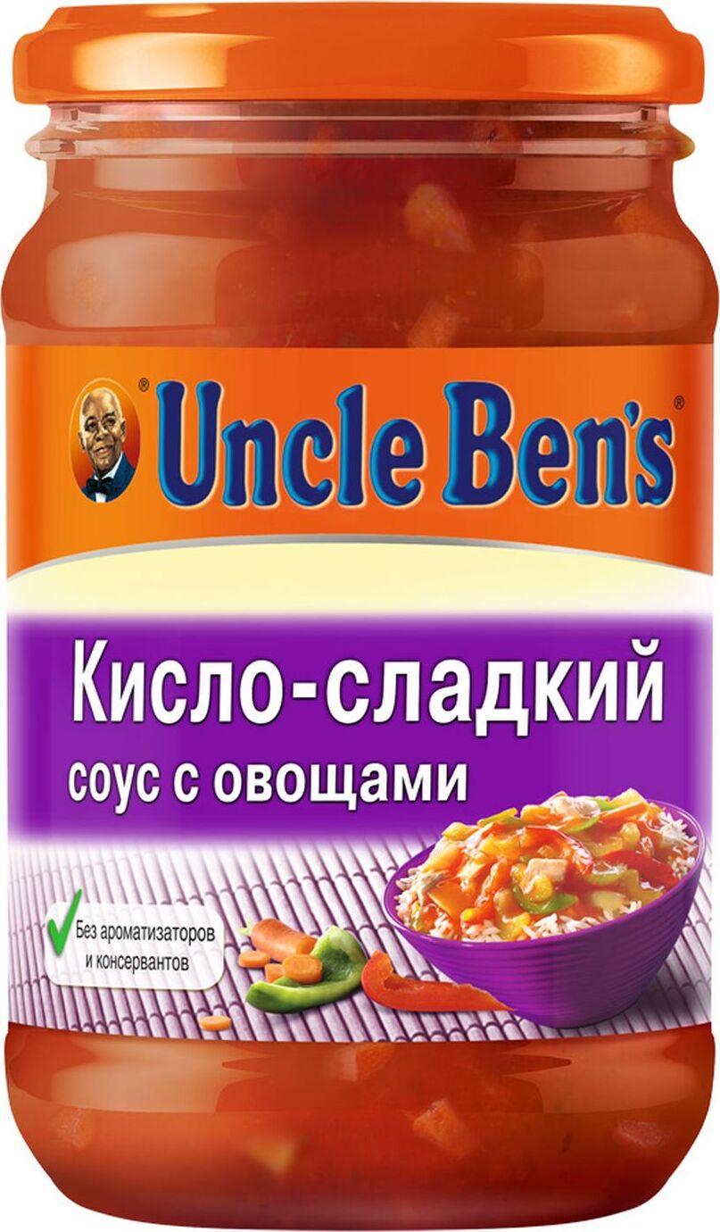 Анкл бенс фото банки Соус для приготовления Uncle Ben's, кисло-сладкий с овощами, 210 г - купить с до