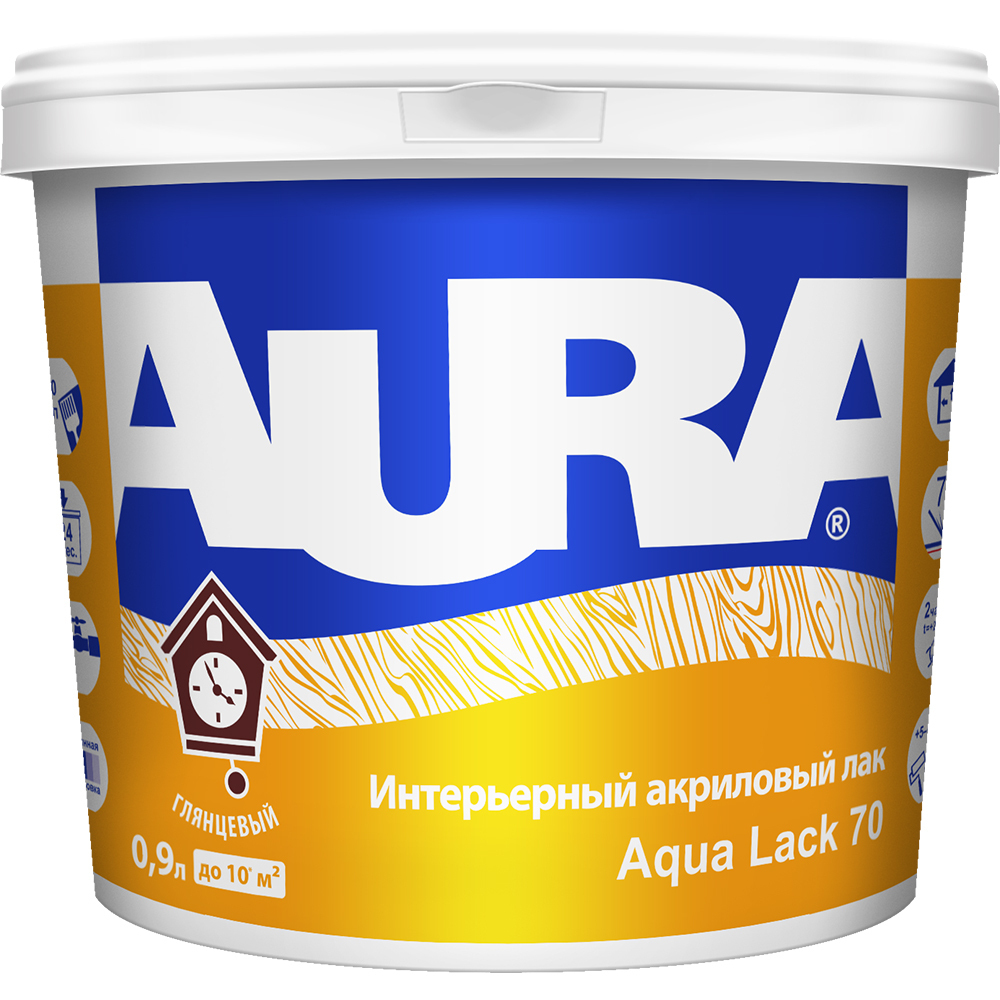 Лак интерьерный акриловый глянцевый "Aura Aqua Lack 70", 0,9л