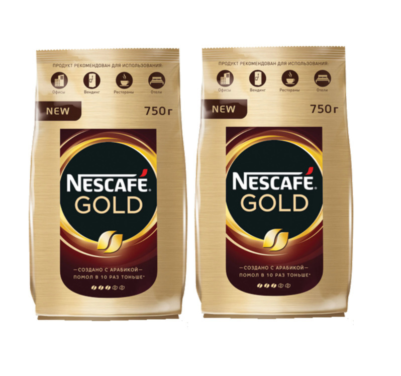 КофемолотыйврастворимомNESCAFE(Нескафе)"Gold",сублимированный,750г,мягкаяупаковка,12146905(2штуки)