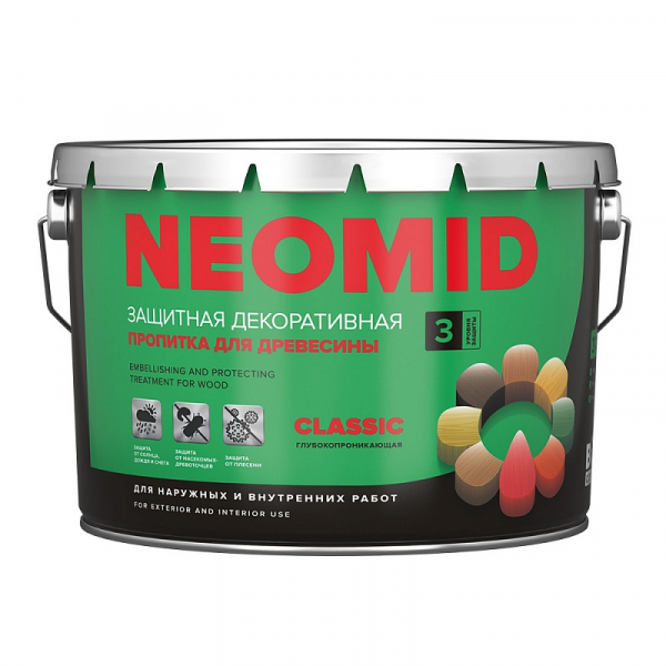 NEOMID BIO COLOR CLASSIC защитная декоративная пропитка на алкидной основе, орегон (9л)