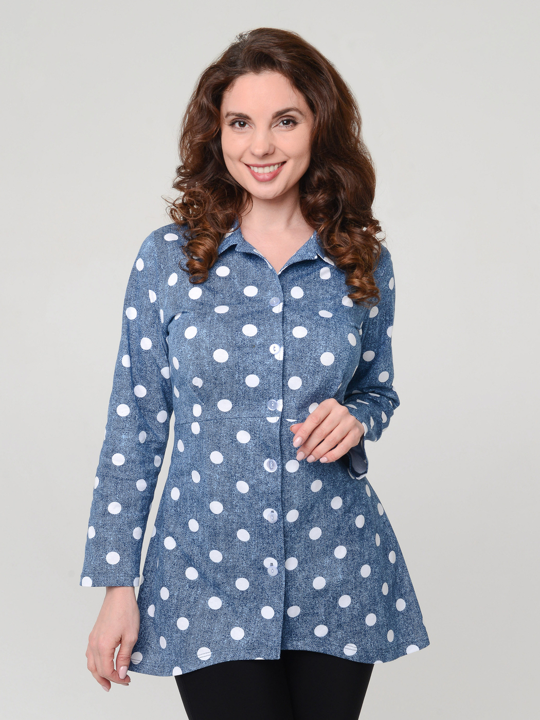 Женская туника Алтекс Т-039 джинс-горошины, Женский, стиль Повседневный ...